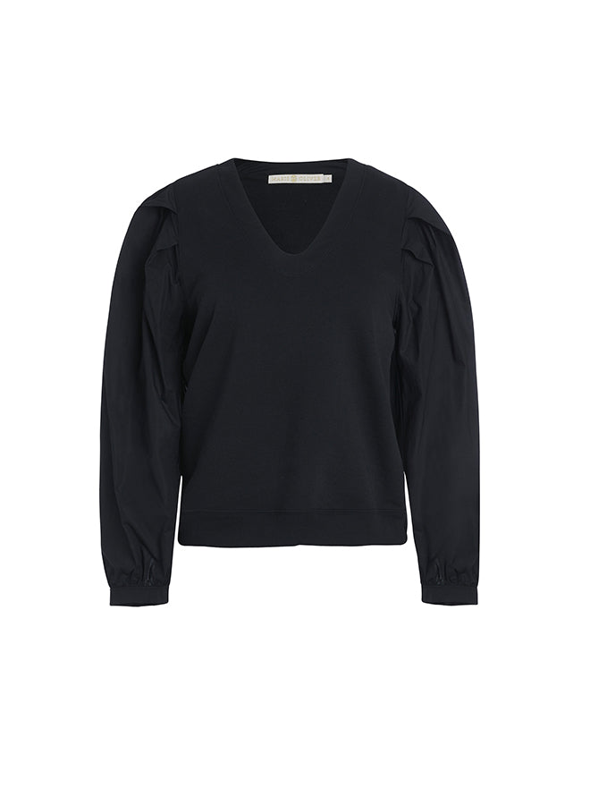 Sweatshirt top with v-neckline